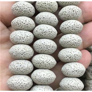 white Lava stone rondelle beads, approx 15x10mm