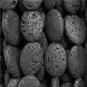 black Lava Stone beads, oval, approx 20x30mm