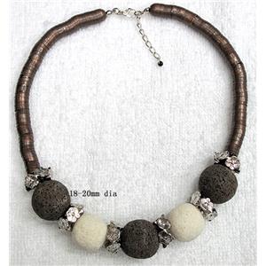 Handmade Lave Necklace, 18-20mm dia, approx 18 inch length