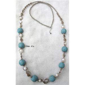 Handmade Lave Necklace, 18mm dia, approx 36 inch length