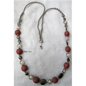 Handmade Lave Necklace, 18mm dia, approx 36 inch length