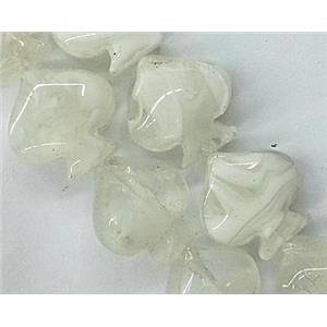 Plated Lampwork glass bead, heart, white, approx 17x17mm