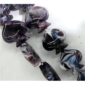 Plated Lampwork glass bead, approx 17x17mm