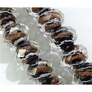 lampwork glass bead, faceted wheel, black, approx 9x12mm