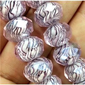 pink lampwork beads, faceted rondelle, approx 12mm dia