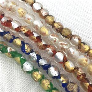 round Lampwork Glass Beads with foil, mixed color, approx 8mm dia