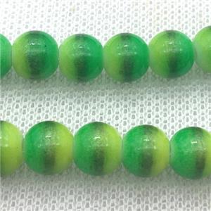 green Lampwork Glass Beads, round, approx 8mm dia, 50pcs per st