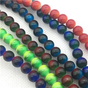 round Lampwork Glass Beads, mixed color, approx 8mm dia, 50pcs per st