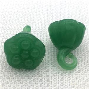 green Lampwork Glass lotus pendant, approx 15-18mm