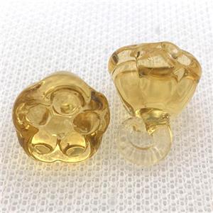 golden Lampwork Glass lotus pendant, approx 15-18mm