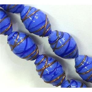 Lampwork Glass bead with goldsand, rice, 15x23mm