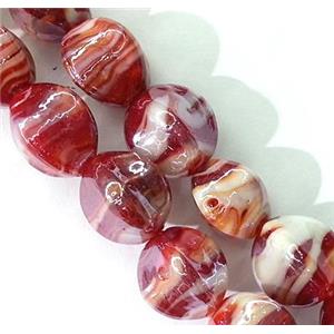 Plated lampwork glass bead, red, approx 12x16mm
