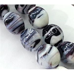 plated Lampwork glass bead, black, approx 12x16mm