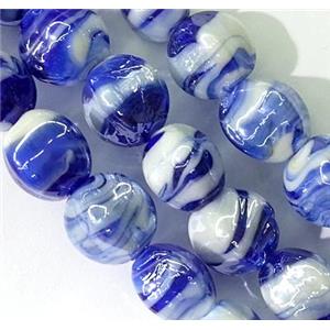 plated Lampwork glass bead, blue, approx 12x16mm