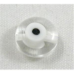 lampwork glass beads with evil eye, flat-round, clear, 12mm dia, 33pcs per st