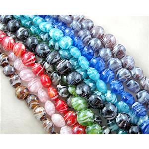 Lampwork glass bead, flat round, Mix color, 16-17mm dia