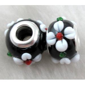beads, lampwork glass, 14mm dia, hole:5mm