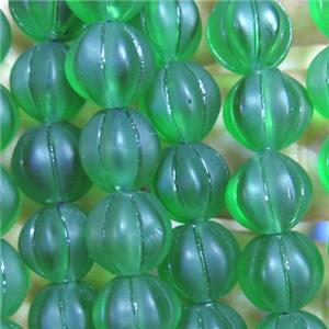 green lampwork glass beads, Pumpkin, approx 10mm dia