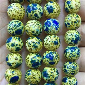 round Lampwork Beads with blue snakeskin, approx 10mm dia