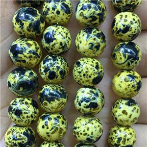 round Lampwork Beads with black snakeskin, approx 8mm dia