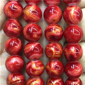 red Glass Lampwork Beads, round, approx 10mm dia