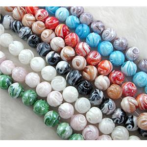 lampwork glass beads, round, mixed color, 14mm dia