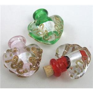 glass lampwork bottle pendant, mixed color, approx 16-27mm, 5mm hole