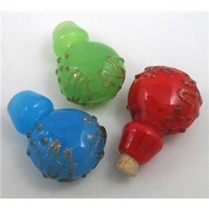 glass lampwork pendant, bottle, mixed color, approx 16-27mm, 5mm hole