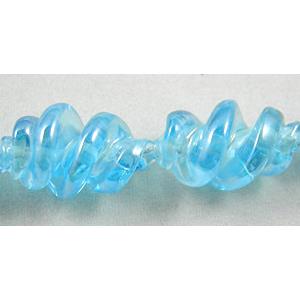 Handmade Plated with Color Twist Lampwork Beads, 12mm dia,20mm length,hole:1.5mm,20pcs per st