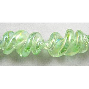 Handmade Plated with Color Twist Lampwork Beads, 12mm dia,20mm length,hole:1.5mm,20pcs per st