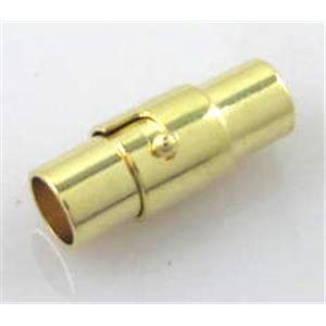 Magnetic cord end Clasp, copper, Golden plated, 5mm dia, inside hole:4mm