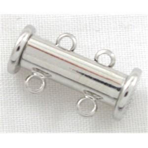 platinum plated 2-strand slide lock magnetic clasps, 14mm length, 2 row hole