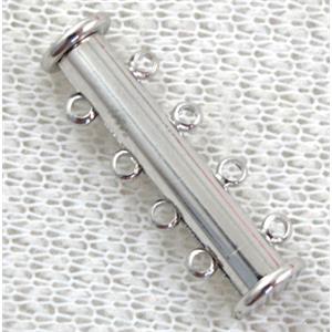 platinum plated 4-strand slide lock magnetic clasps, 24mm length, 4 row hole