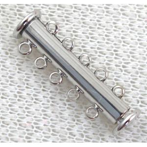 platinum plated 5-strand slide lock magnetic clasps, 24mm length, 5 row hole