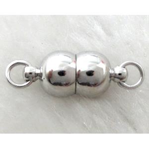 Magnetic Clasp, copper, platinum plated, 8mm dia, 18mm length
