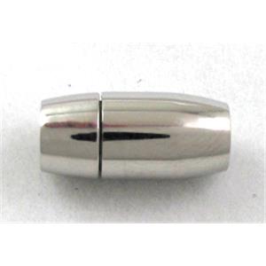 Stainless Steel Magnetic Clasp, platinum plated, 9x28mm, 4mm hole