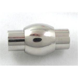 Magnetic Clasp, Stainless Steel, platinum plated, 11x20mm, 6mm hole