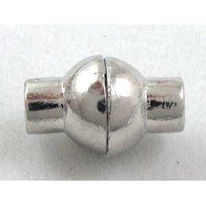 alloy Magnetic Clasp, platinum plated, 10x18mm, 3mm hole