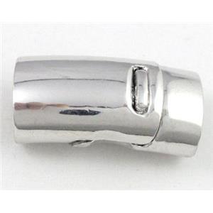 Magnetic Clasp for bracelet, platinum plated, approx 13x25mm, 7x11mm hole