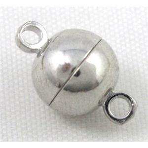 Magnetic Clasp for bracelet, necklace, platinum plated, approx 8mm dia