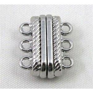 magnetic alloy clasp, platinum plated, approx 14x16mm