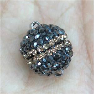 Magnetic Clasp paved rhinestone, copper, approx 8mm dia