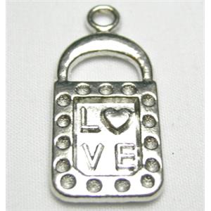 Tibetan Silver Love Lock non-nickel, 18x25mm
