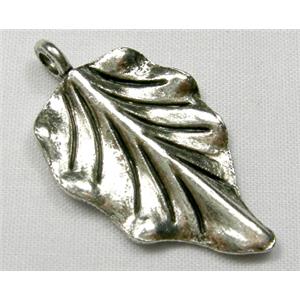 Tibetan Silver leaf Pendants Non-Nickel, 31mm length