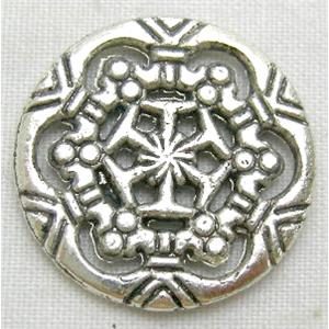 Tibetan Silver Charms Non-Nickel, 18mm diameter