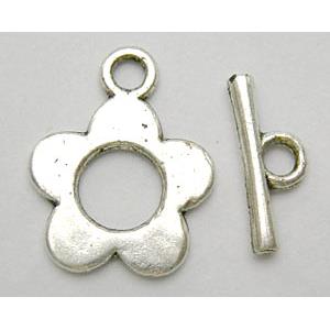 Tibetan Silver Toggle Clasps Non-Nickel, 16.5mm dia,stick:16mm length