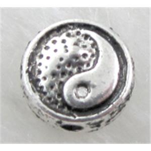 Tibetan Silver taichi Spacers Zinc Beads, Antique Silver, 8mm dia, 3.5mm thin