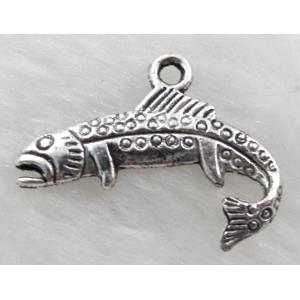 Shark, Tibetan Silver Pendant Non-Nickel, 25x20mm
