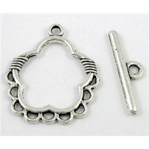 Tibetan Silver Toggle Clasp Non-Nickel, approx 23mm, stick: 22mm length, ring 23mm dia, ring 23
