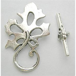 Tibetan Silver Toggle Clasps Non-Nickel, 20x31mm,stick:21mm length